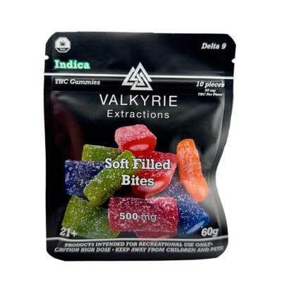 Valkyrie Soft Filled Bites 500mg THC filled gummies pouch